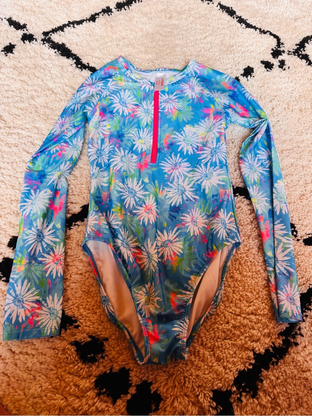 Cat & Jack Rashguard Girls' Floral One-Piece Swimsuit - Blue